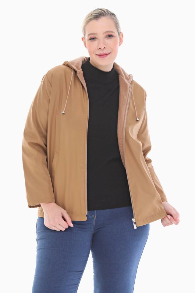 KAPÜŞONLU VİZON İÇİ POLARLI YAĞMURLUK