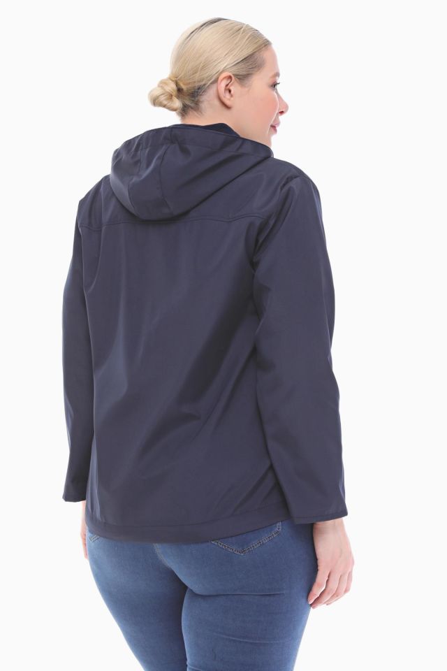 KAPÜŞONLU LACİVERT İÇİ POLARLI YAĞMURLUK
