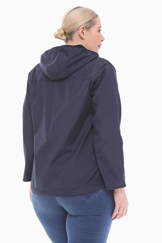 KAPÜŞONLU LACİVERT İÇİ POLARLI YAĞMURLUK