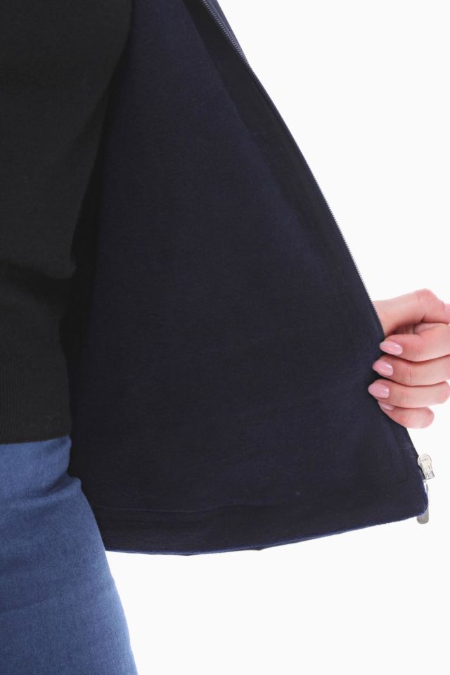 KAPÜŞONLU LACİVERT İÇİ POLARLI YAĞMURLUK