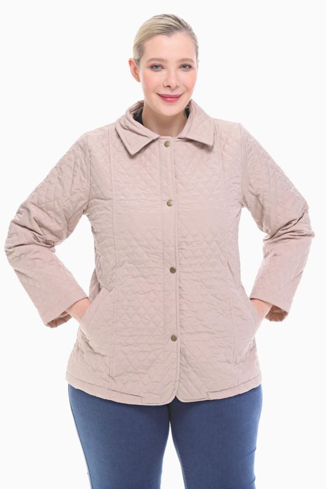 POLO YAKA AÇIK BEJ MEVSİMLİK KAPİTONE MONT