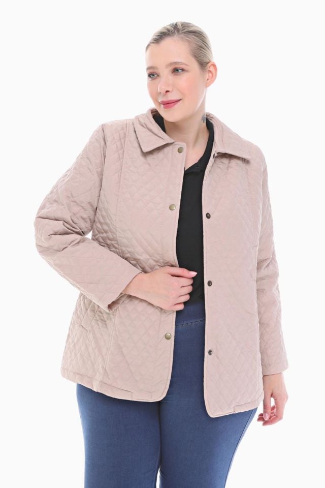 POLO YAKA AÇIK BEJ MEVSİMLİK KAPİTONE MONT