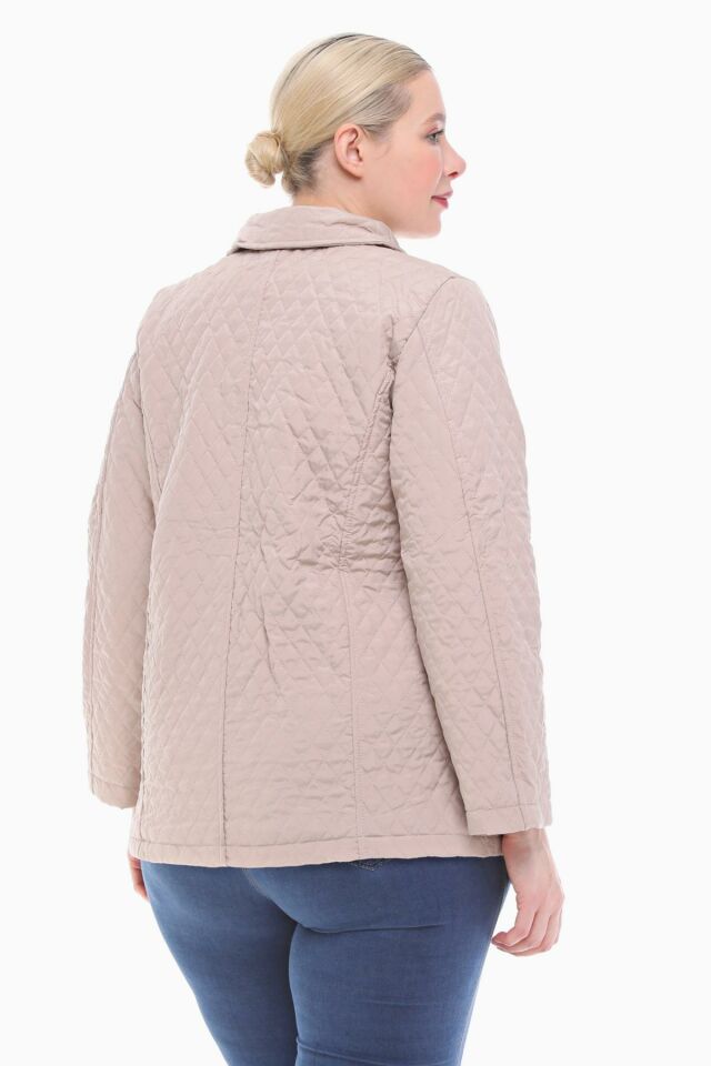 POLO YAKA AÇIK BEJ MEVSİMLİK KAPİTONE MONT