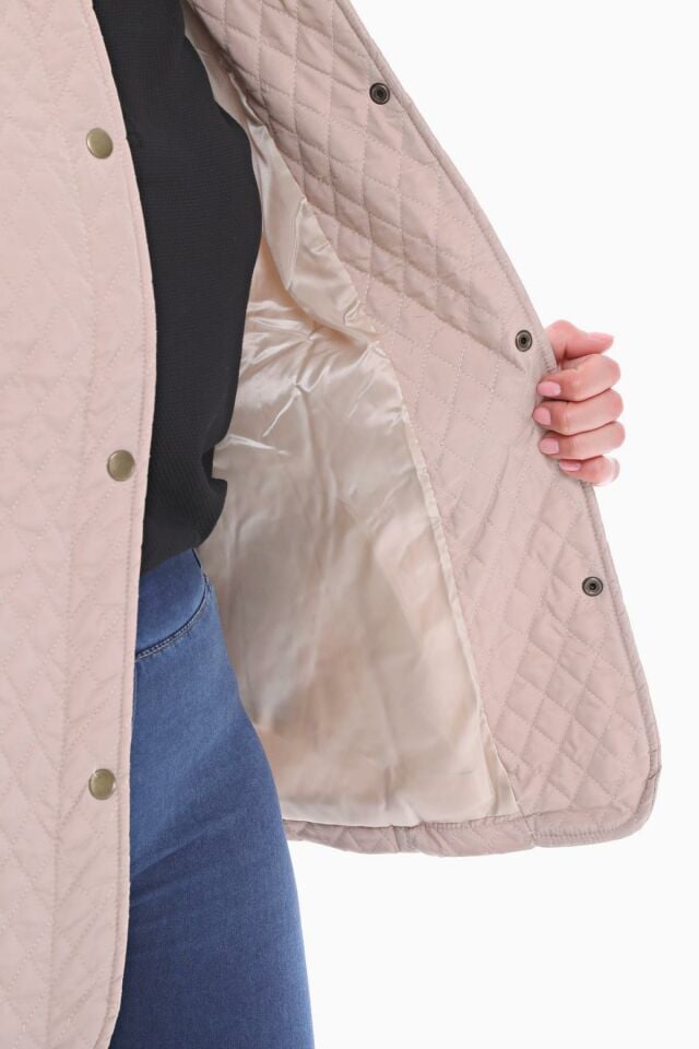 POLO YAKA AÇIK BEJ MEVSİMLİK KAPİTONE MONT