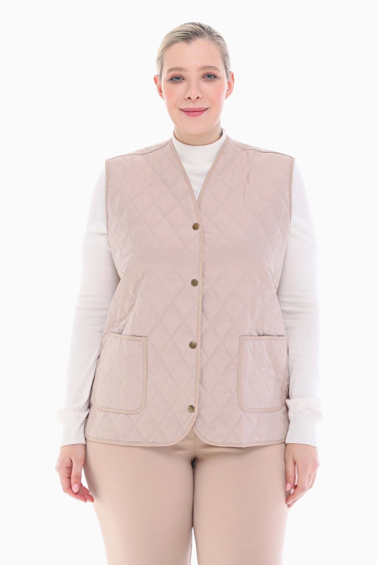 EKOSE AÇIK BEJ KAPİTONE YELEK