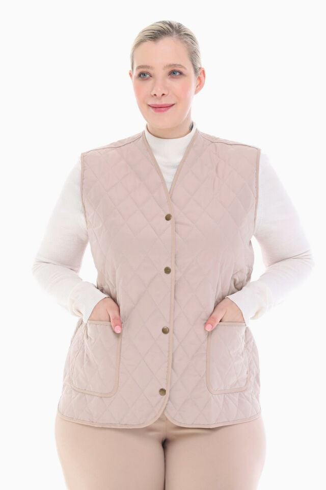 EKOSE AÇIK BEJ KAPİTONE YELEK