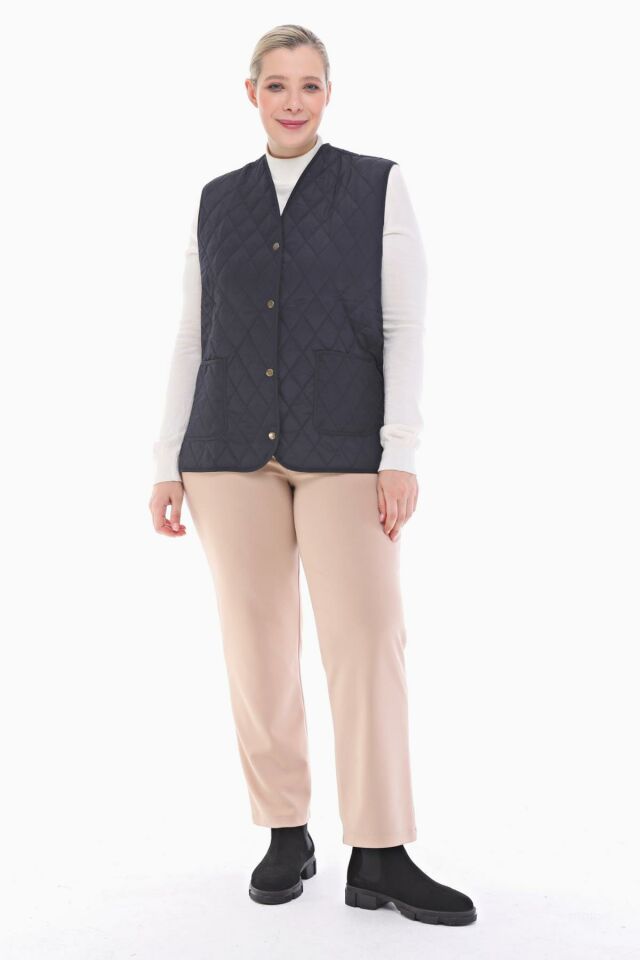 EKOSE LACİVERT KAPİTONE YELEK