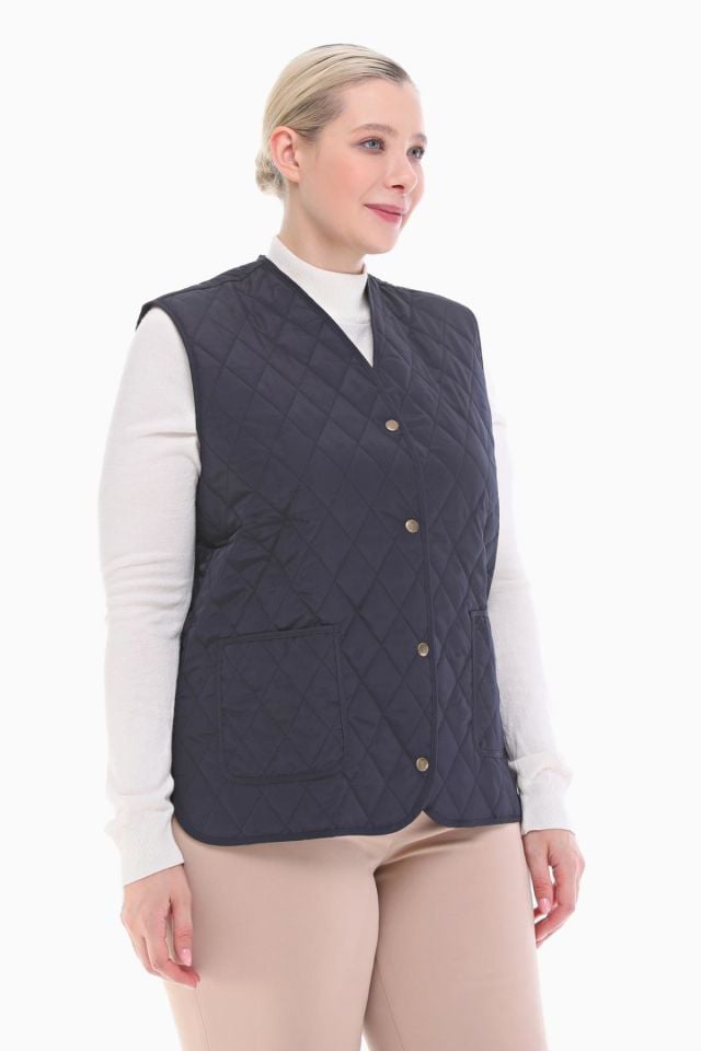 EKOSE LACİVERT KAPİTONE YELEK