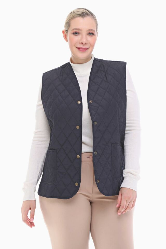 EKOSE LACİVERT KAPİTONE YELEK