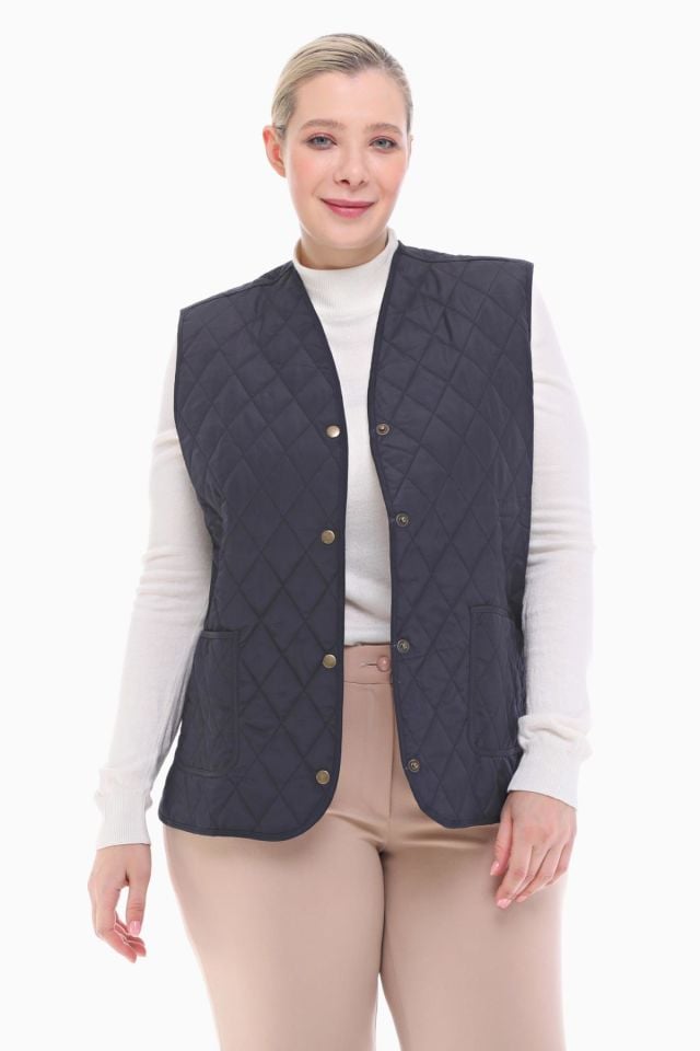 EKOSE LACİVERT KAPİTONE YELEK