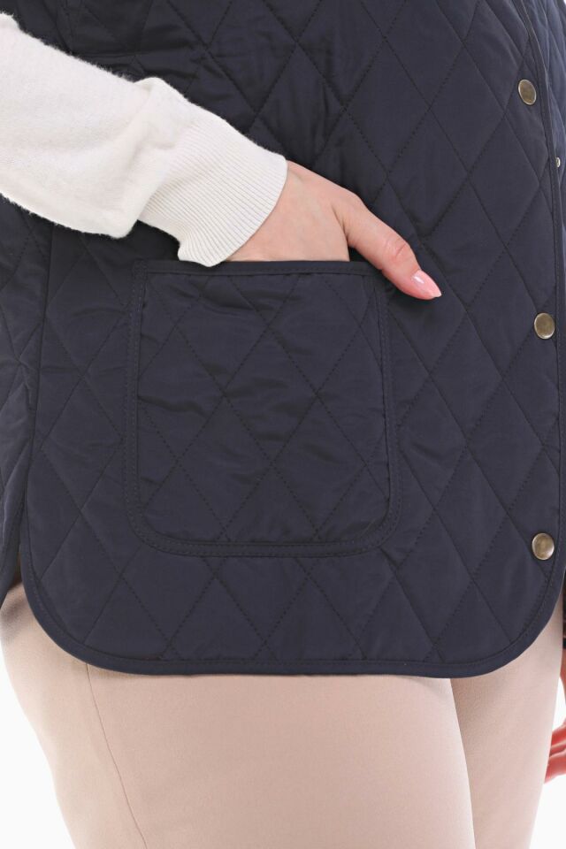 EKOSE LACİVERT KAPİTONE YELEK