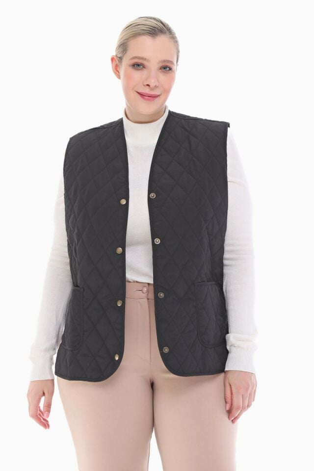 EKOSE SİYAH KAPİTONE YELEK