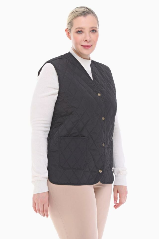 EKOSE SİYAH KAPİTONE YELEK