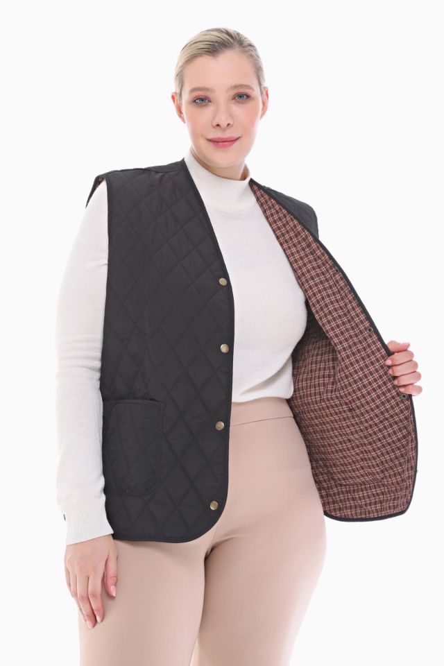 EKOSE SİYAH KAPİTONE YELEK