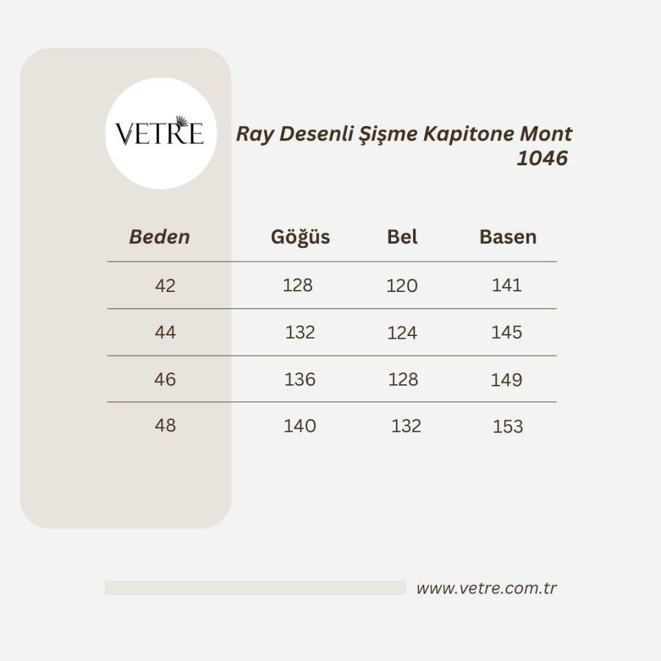 RAY DESENLİ AÇIK BEJ ŞİŞME MONT