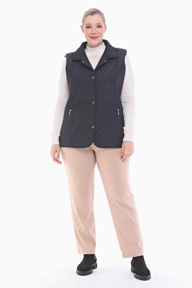 POLO YAKA LACİVERT KAPİTONE YELEK