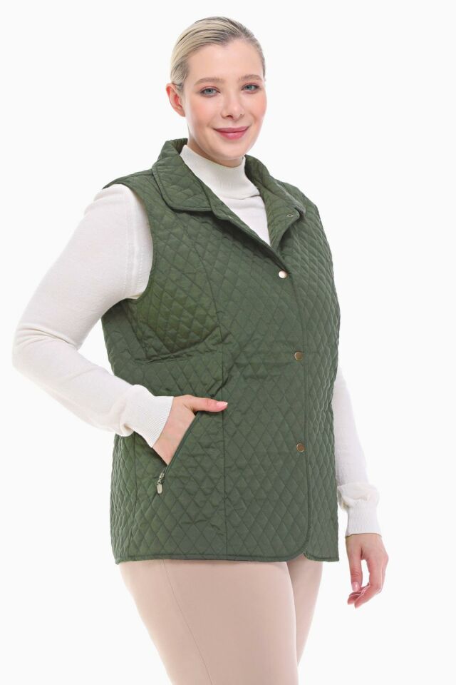 POLO YAKA HAKİ KAPİTONE YELEK