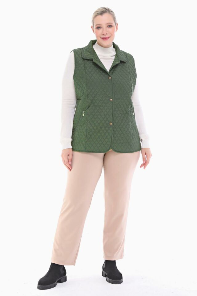 POLO YAKA HAKİ KAPİTONE YELEK