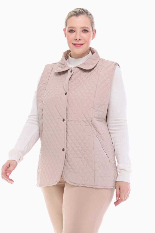 POLO YAKA AÇIK BEJ KAPİTONE YELEK