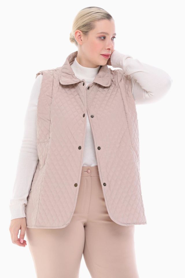 POLO YAKA AÇIK BEJ KAPİTONE YELEK