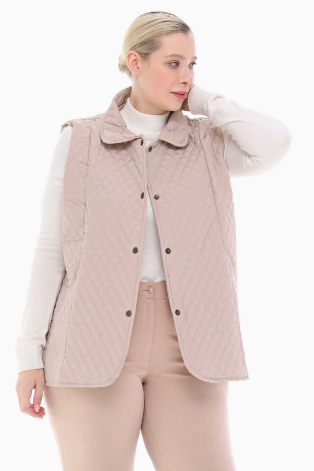 POLO YAKA AÇIK BEJ KAPİTONE YELEK