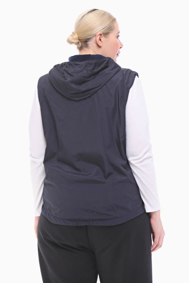 KAPÜŞONLU LACİVERT İÇİ POLARLI YELEK