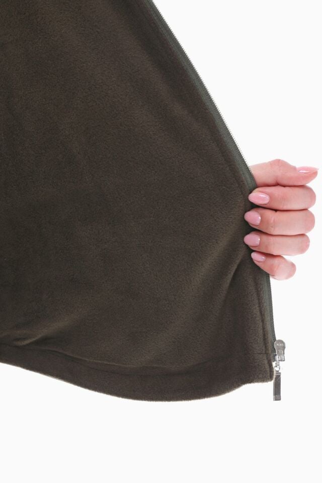 KAPÜŞONLU HAKİ İÇİ POLARLI YELEK