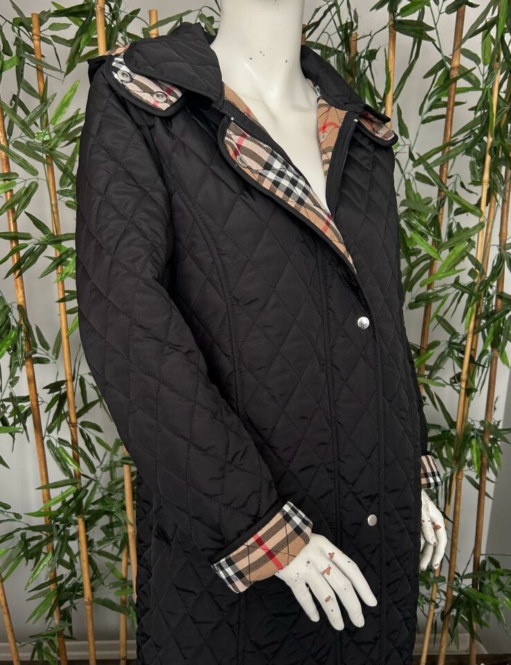 Ekose 120 Cm Mevsimlik Siyah Kapitone Mont