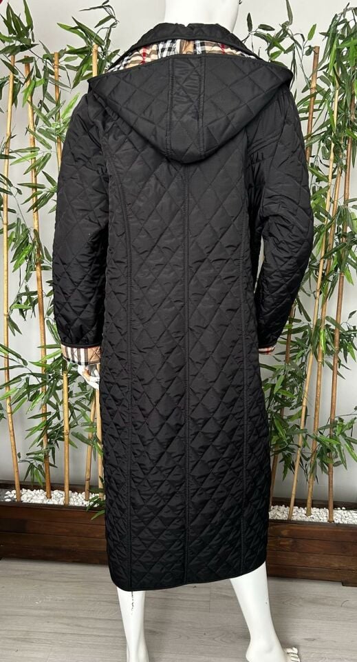 Ekose 120 Cm Mevsimlik Siyah Kapitone Mont