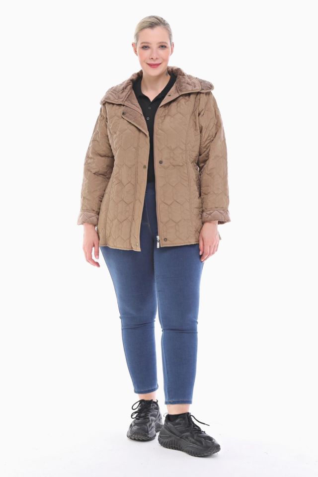 KAPÜŞONLU VİZON 75 CM KAPİTONE MONT