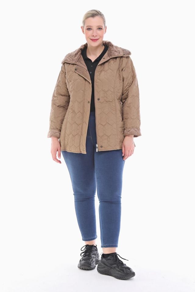 KAPÜŞONLU VİZON 75 CM KAPİTONE MONT