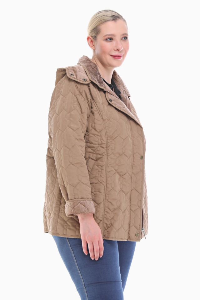 KAPÜŞONLU VİZON 75 CM KAPİTONE MONT