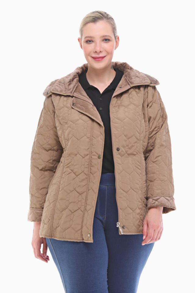 KAPÜŞONLU VİZON 75 CM KAPİTONE MONT