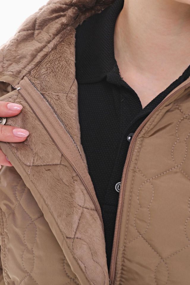 KAPÜŞONLU VİZON 75 CM KAPİTONE MONT