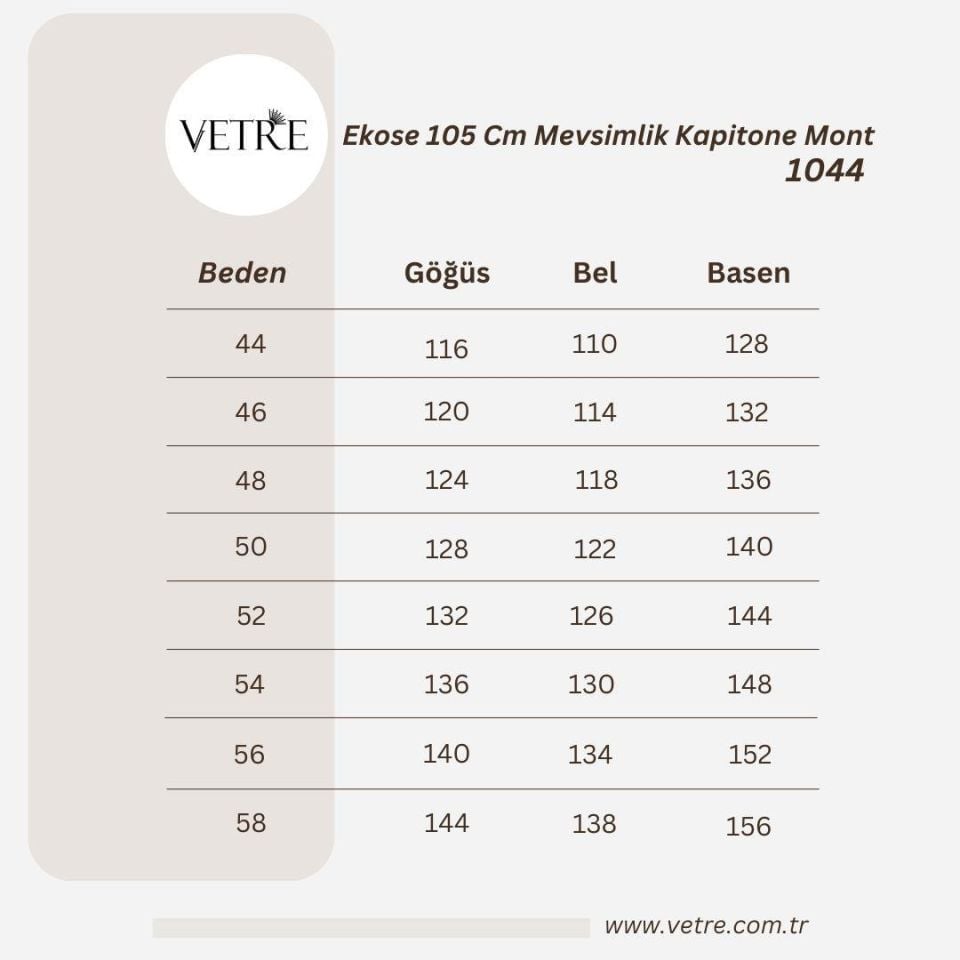 Vetre Kadın Büyük Beden Ekose 120 Cm Mevsimlik Lacivert Kapitone Mont 1042