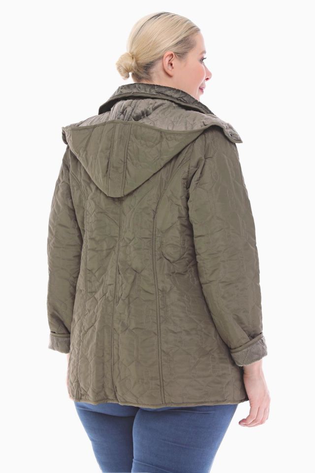 KAPÜŞONLU HAKİ 75 CM KAPİTONE MONT