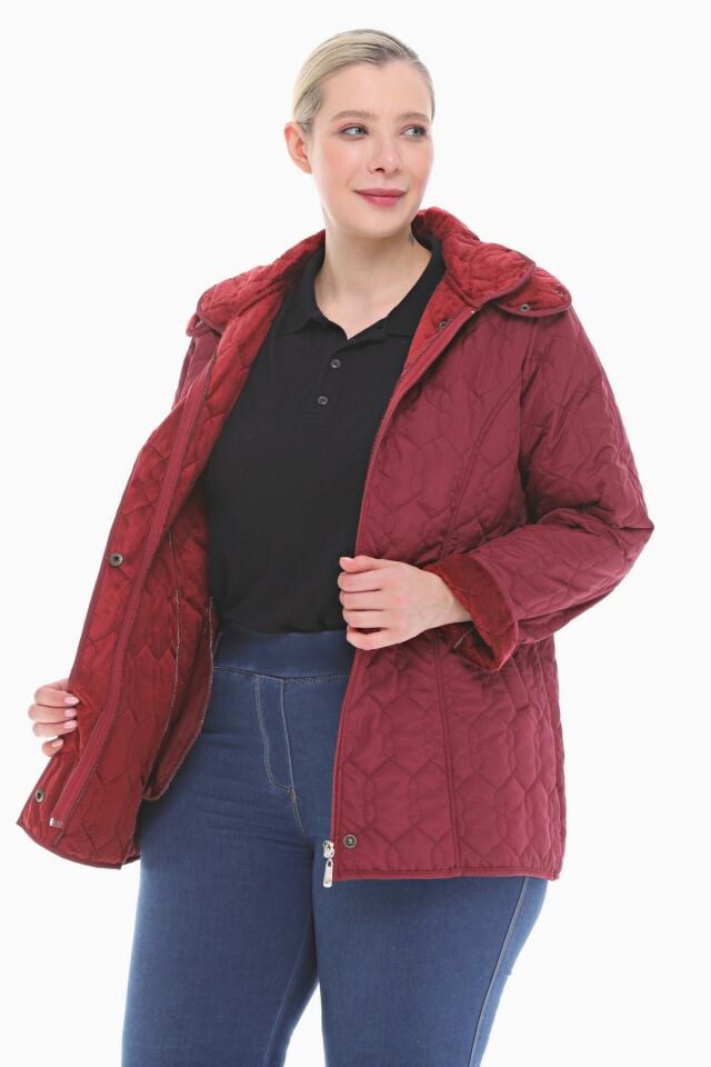 KAPÜŞONLU BORDO 75 CM KAPİTONE MONT