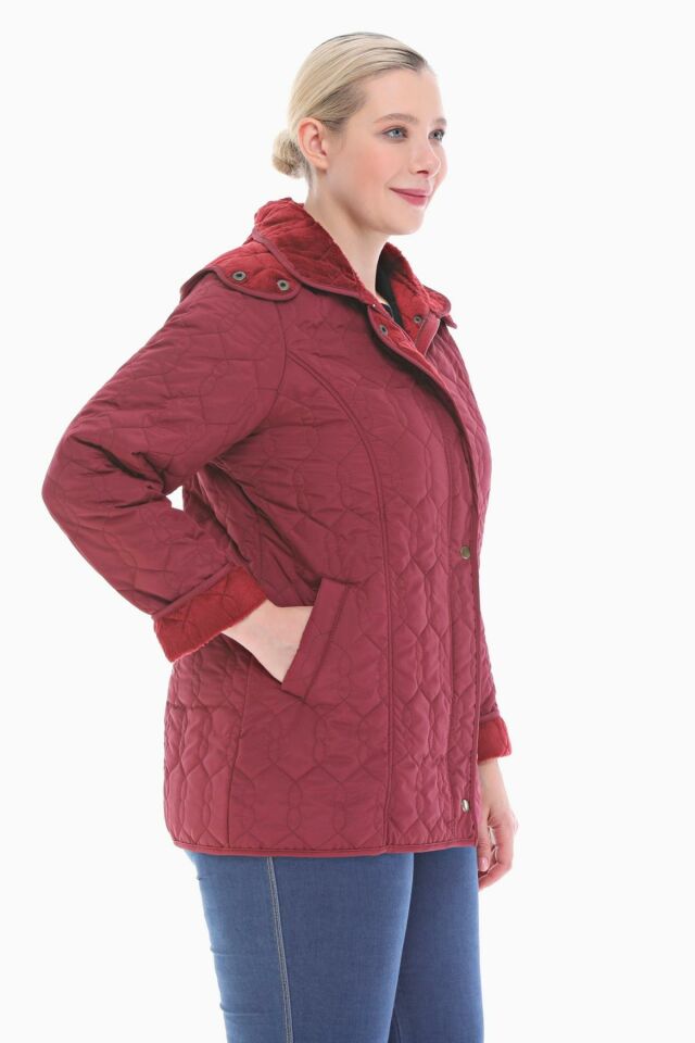 KAPÜŞONLU BORDO 75 CM KAPİTONE MONT