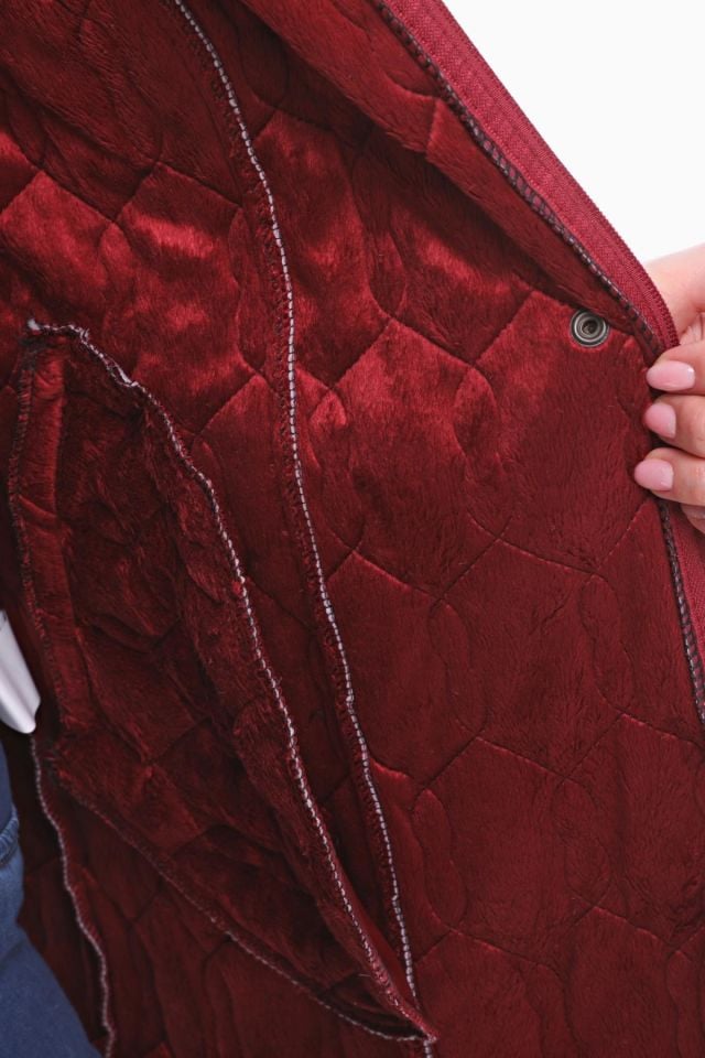 KAPÜŞONLU BORDO 75 CM KAPİTONE MONT