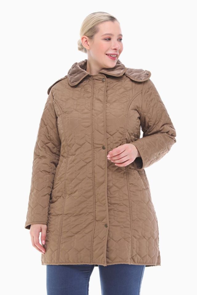 KAPÜŞONLU VİZON 95 CM KAPİTONE MONT