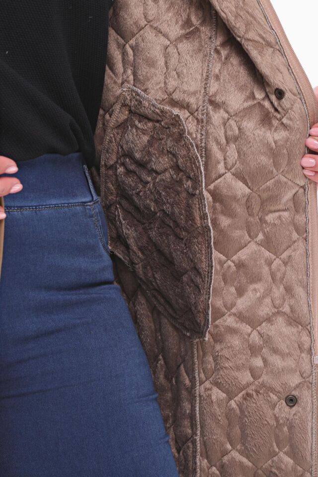 KAPÜŞONLU VİZON 95 CM KAPİTONE MONT