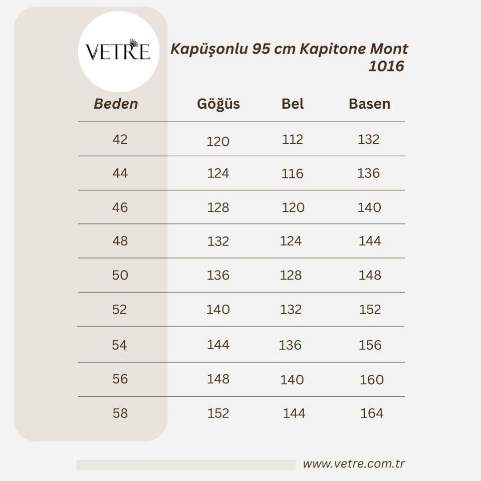 KAPÜŞONLU VİZON 95 CM KAPİTONE MONT