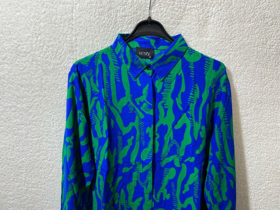 Vetre Yeşil Zebra Desen Koyu Mavi Gömlek 2010