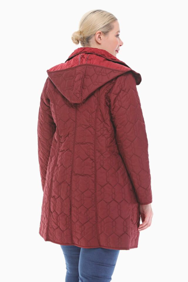 KAPÜŞONLU BORDO 95 CM KAPİTONE MONT