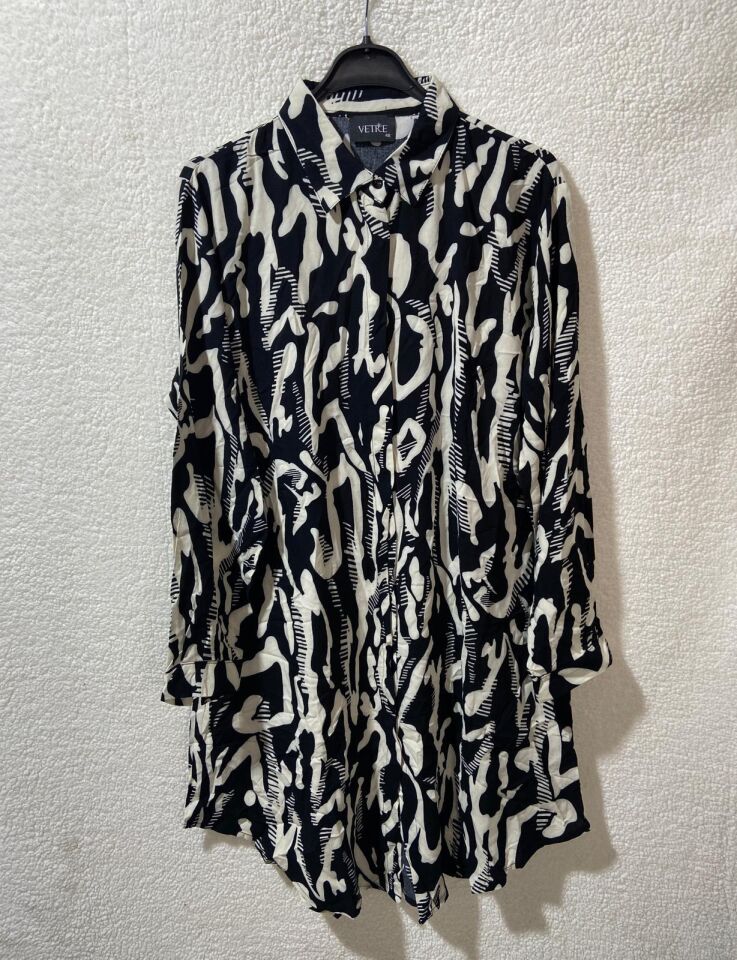 Vetre Krem Zebra Desen Siyah Gömlek 2010