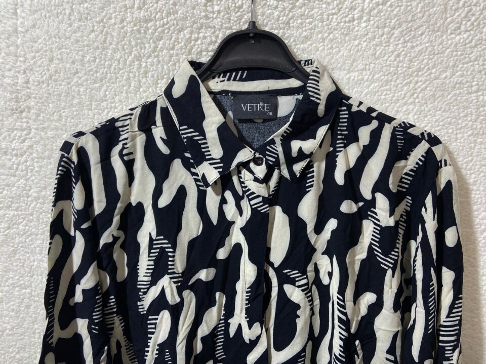 Vetre Krem Zebra Desen Siyah Gömlek 2010
