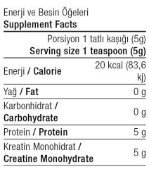 Kreatin Monohidrat 100 gr 20 Servis Aromasız