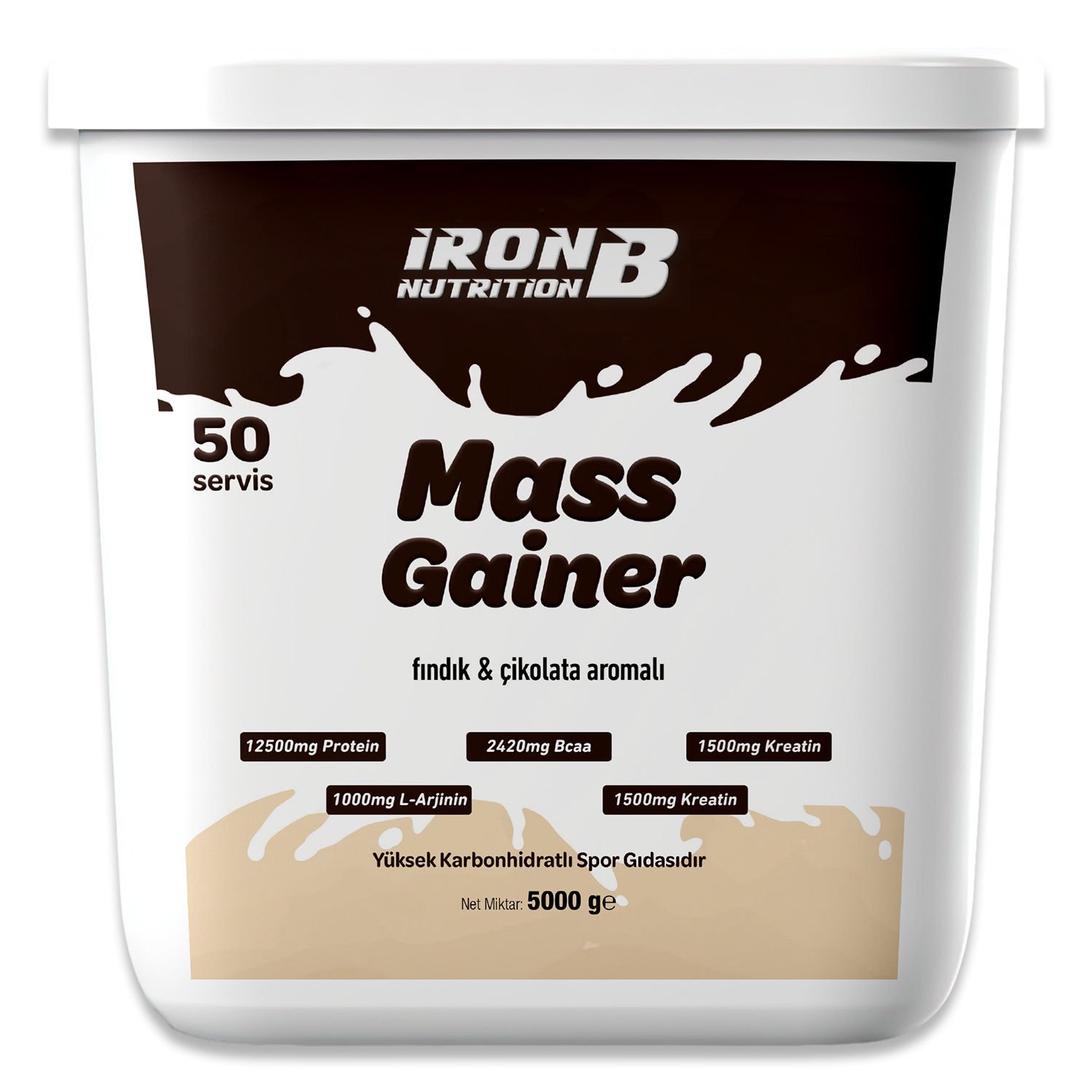 Mass Gainer Karbonhidrat Tozu 5000 gr 50 Servis Fındık&Çikolata