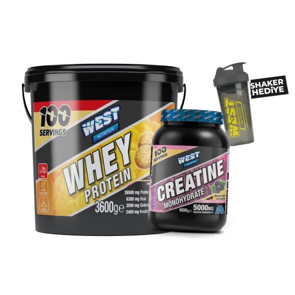 Whey Protein Tozu 3600 gram - Kreatin Monohidrat 600 gram Paketi