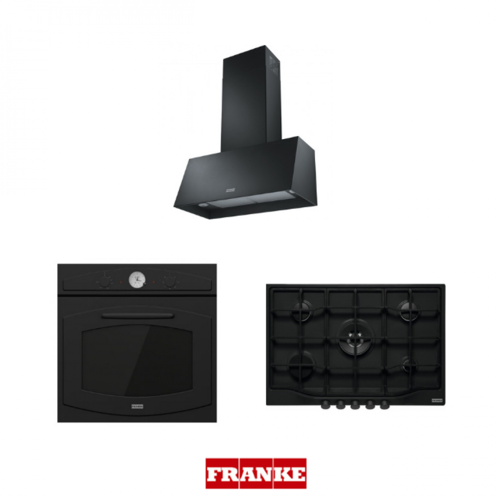 FRANKE TRENDLİNE PLUS BK 70 DAVLUMBAZ FCH 755 4G TC MB C OCAK FCO 86 H MB FIRIN MATT BLACK ANKASTRE SET